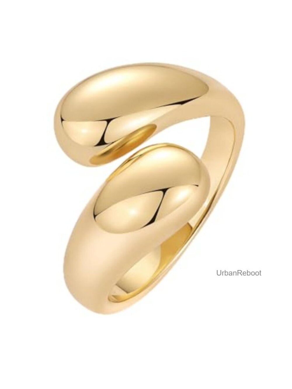 14K Gold Plated Chunky Crossover Stackable Ring for Women